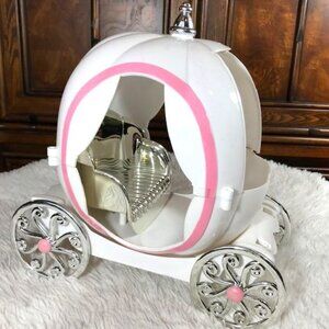 Pink & White Rolling Covered Princess Glitter Carriage